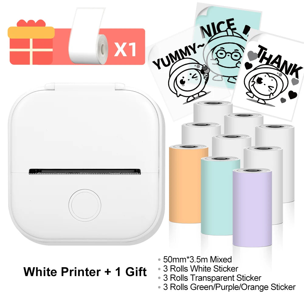 Phomemo T02 Wireless Mini Thermal Printer – Portable Bluetooth Pocket Printer, 203 DPI, Inkless Photo & Label Printing for iOS & Android – Ideal for Notes, Memos, Journals, Crafts