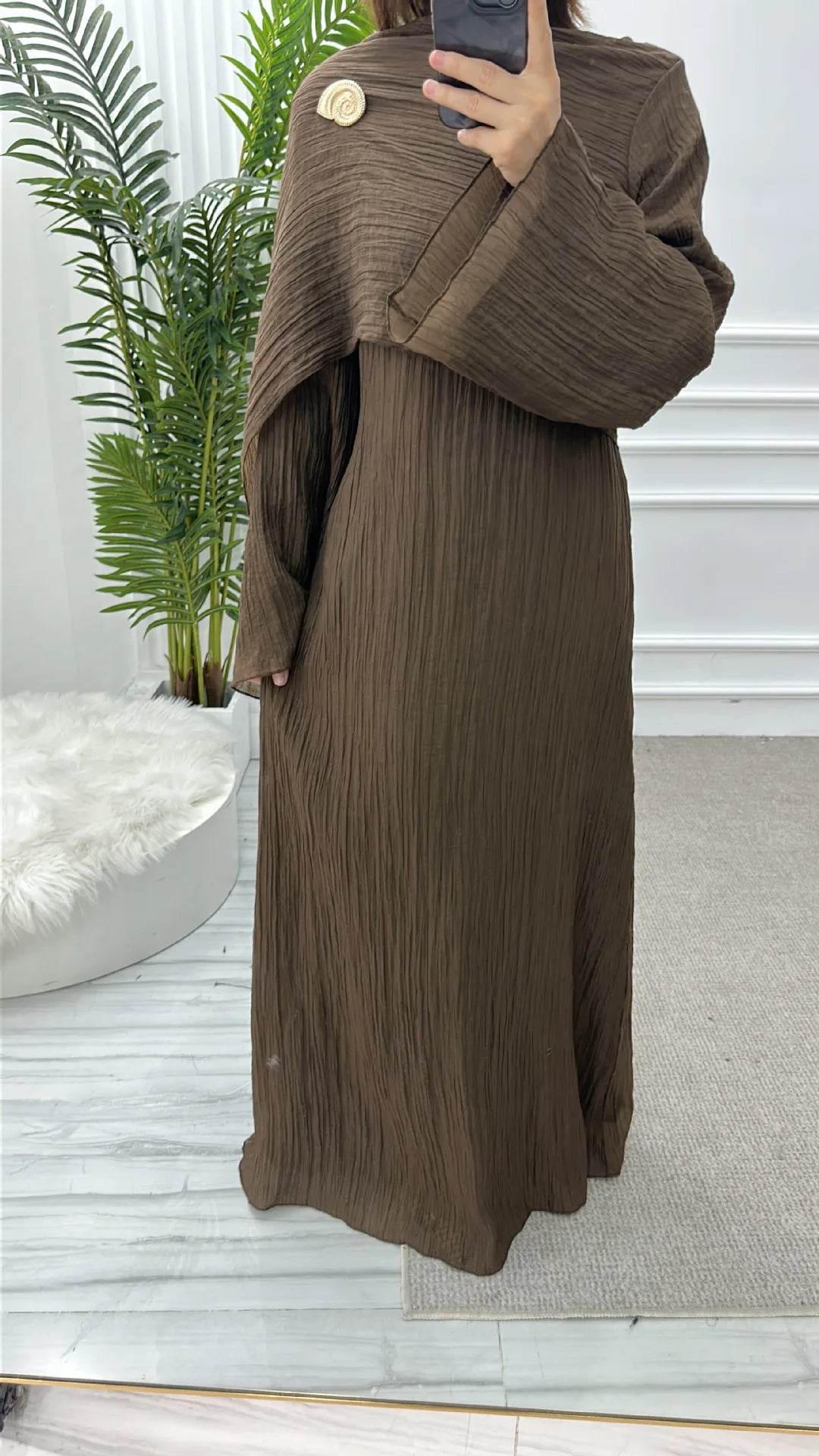 Women’s Two-Piece Modest Cardigan Set – Elegant Middle East Islamic Abaya Dress for Ramadan & Eid