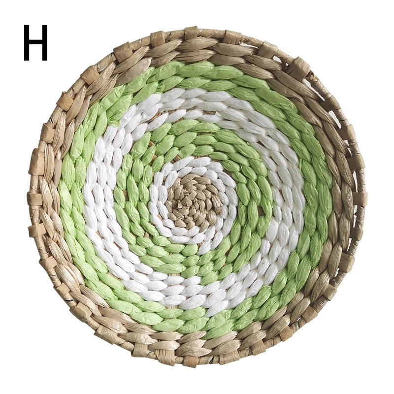 Straw Woven Tray Wall Decor Hanging Plate Round Fruit Storage Basket Bohemian Home Decoration Rattan DIY Crafts Gifts