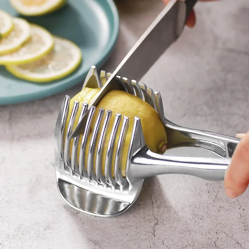Galavilly Handheld Tomato and Lemon Slicing Guide, Fruit and Vegetable Holding Clip for Kitchen Food Prep