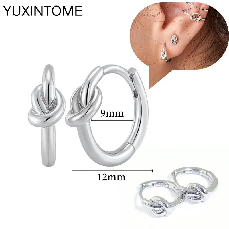 925 Sterling Silver Multi-Turn Hoop Earrings with White Zircon, Fashion Punk Jewelry for Women