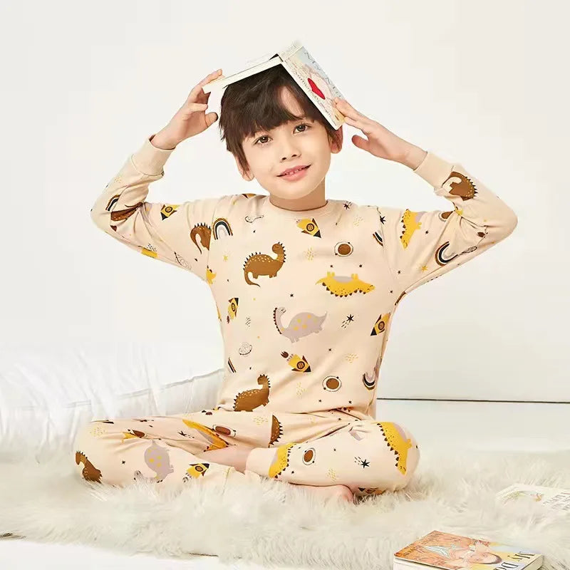 Kids Pajamas Set, 100% Cotton Soft Long Sleeve Sleepwear for Toddlers & Children Ages 2–13, Astronaut Print