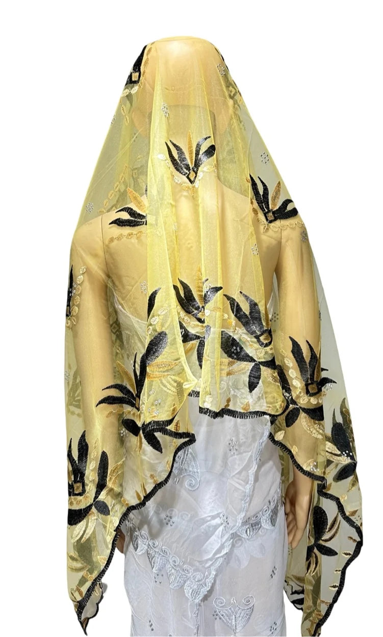Women's Embroidered Voile Hijab Scarf