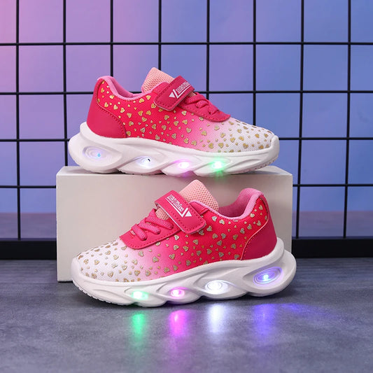 MGO Kidss Children's Light-Up Sneakers with Mesh Lining and Hook-and-Loop Strap