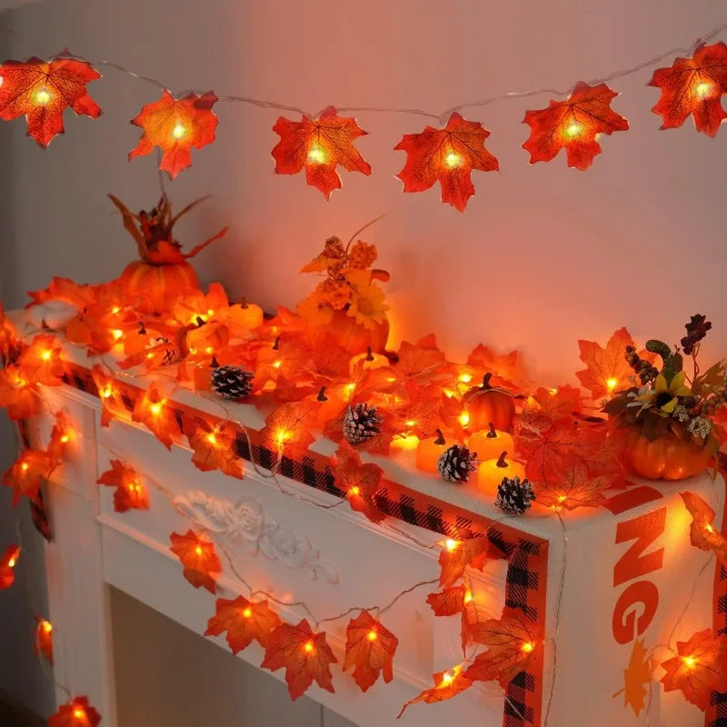 2/3M LED Maple Leaf String Lights – Christmas, Halloween & New Year Decoration
Artificial Maple Leaf Garland with LED Lights – Perfect for Home, Party, DIY Decor & Seasonal Events