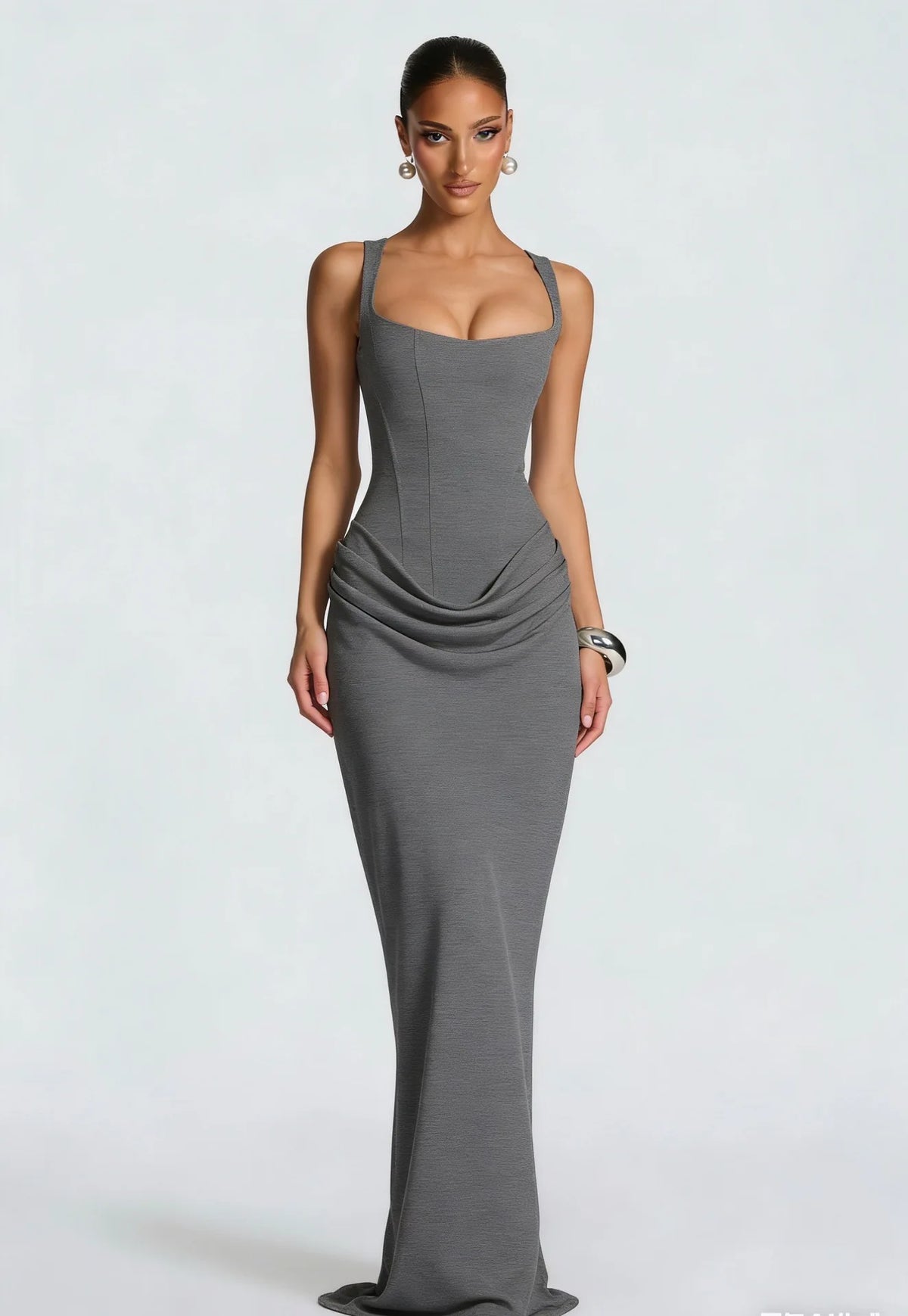 Fishbone Strap Evening Dress