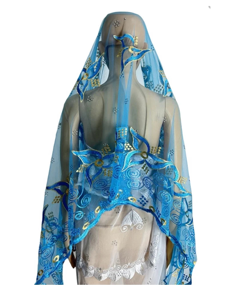 Women's Embroidered Voile Hijab Scarf