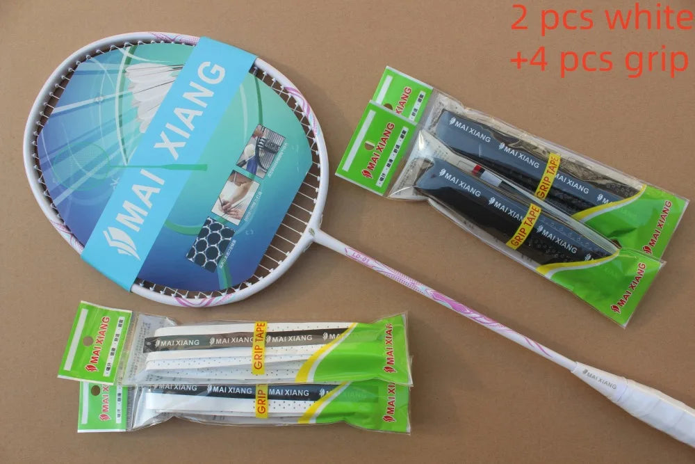 2PCS MAI XIANG Composite Carbon Badminton Rackets – Lightweight Racquets for Beginner & Training Use