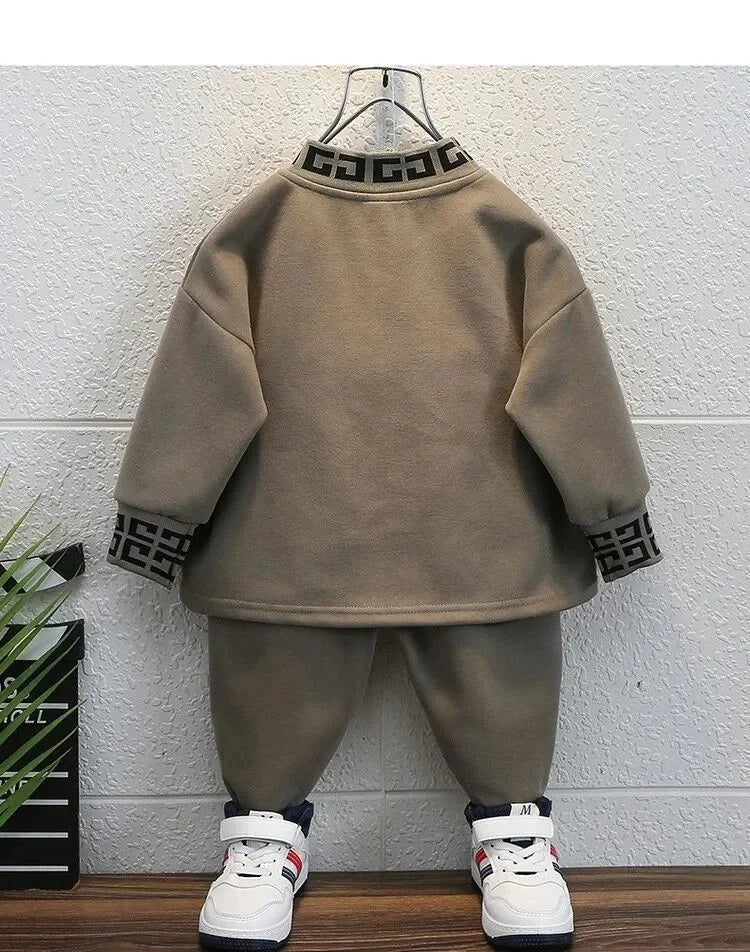 2025 New Fashion Autumn Spring Baby Boys Outfits Casual Clothing Retro Color Long Sleeve Sweatshirt Elastic Pants Kids Suit