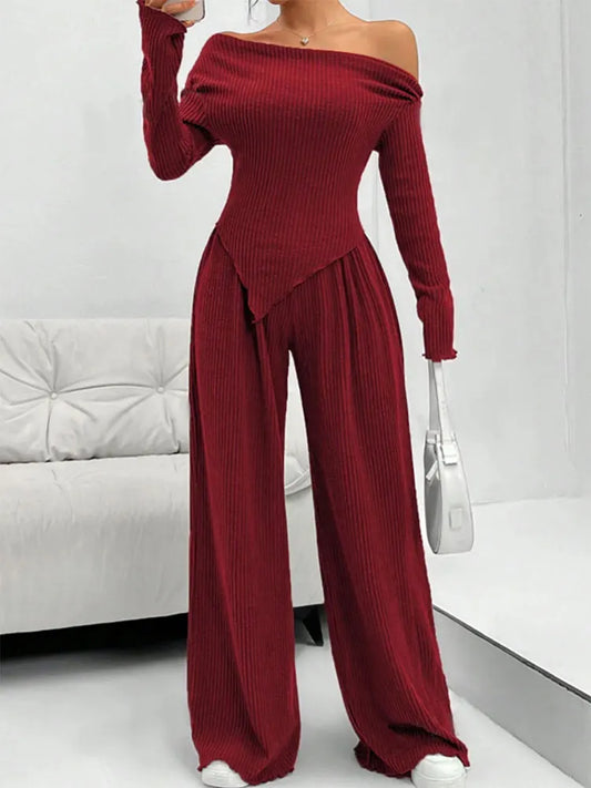 2 Piece Streetwear Fashion New Casual Slim Long Sleeves Tees Solid Sexy Lady Top Pants Suit Autumn Winter Women T-shirt Trousers