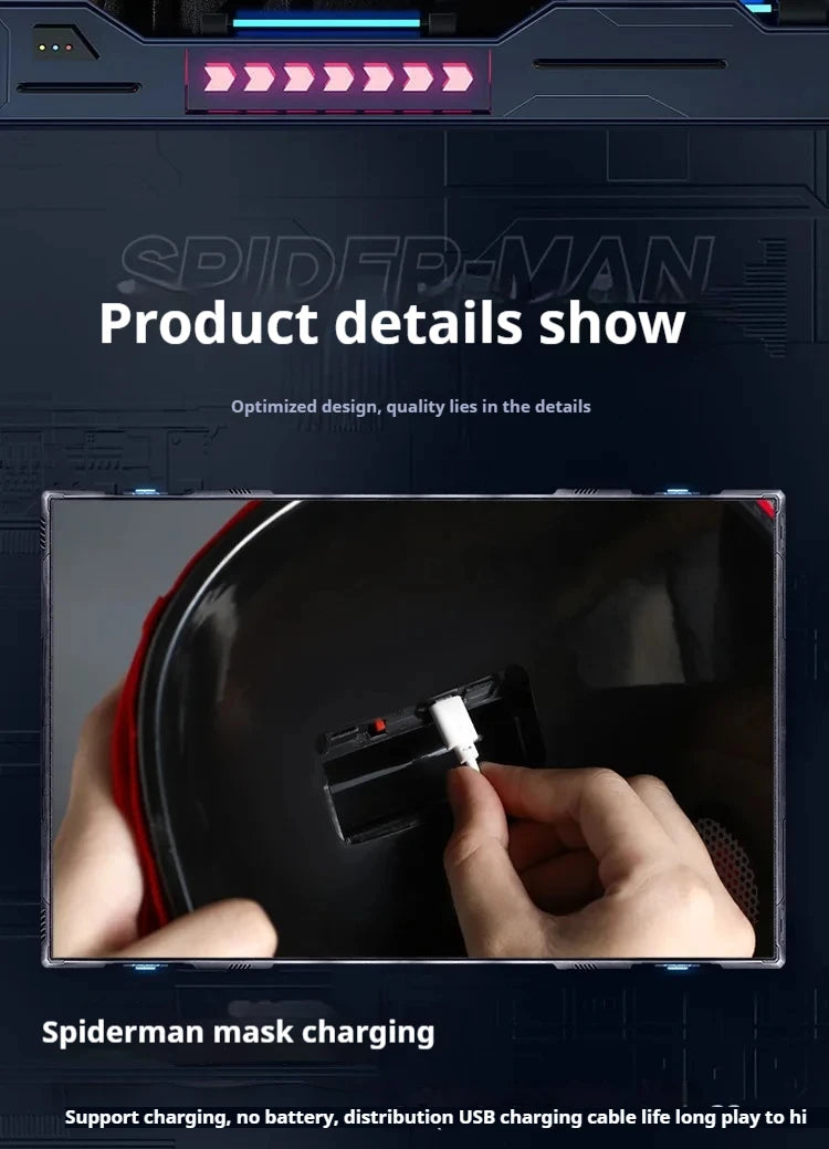 Marvel Miles Morales Spider-Man Moving Eyes Electronic Mask – 1:1 Cosplay Headgear with Remote Control