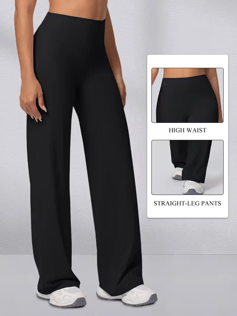 Women's High-Waist Straight Wide Leg Yoga Pants