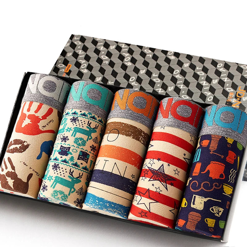 4-Pack Men's Cotton Boxer Shorts with Print Design
