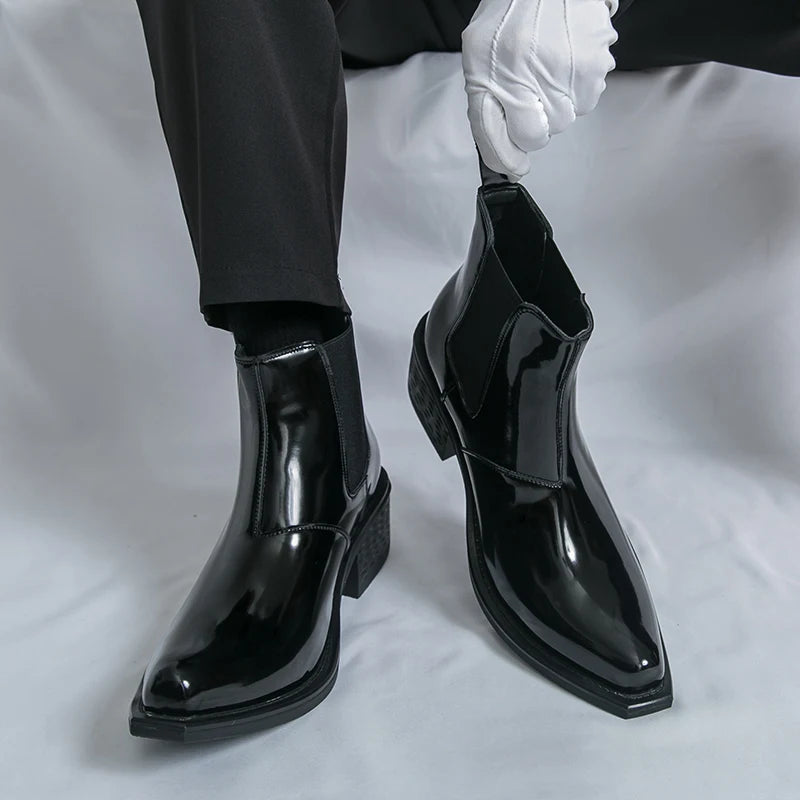 Men’s PU Leather Chelsea Boots, Classic Pointed Toe Design
