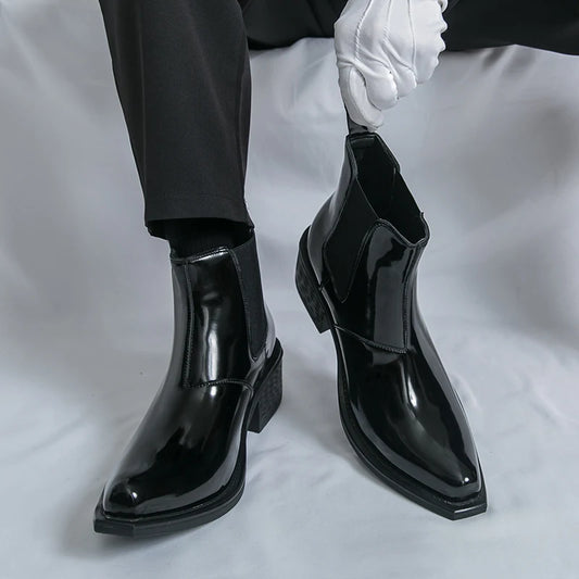 Men’s PU Leather Chelsea Boots, Classic Pointed Toe Design