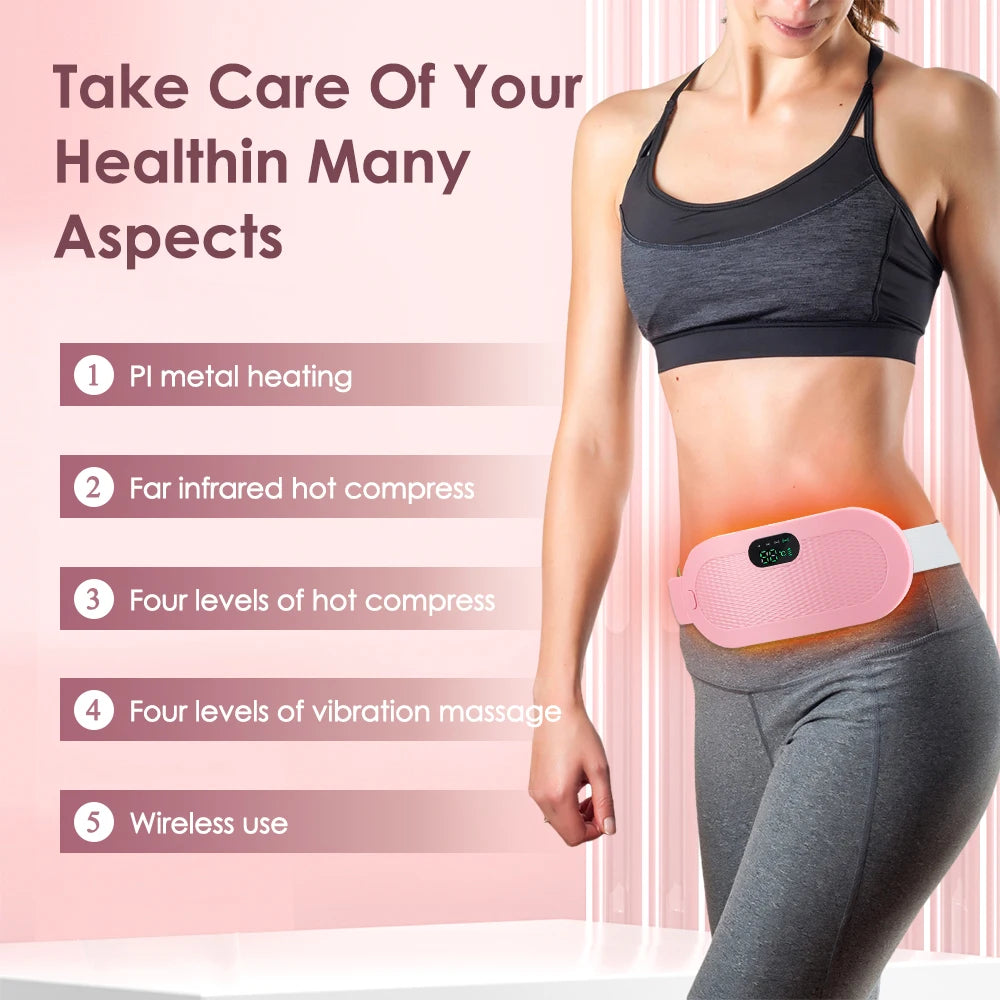 Electric Heating Pad & Menstrual Cramp Massager Belt – Vibration & Heat Therapy for Period Pain Relief