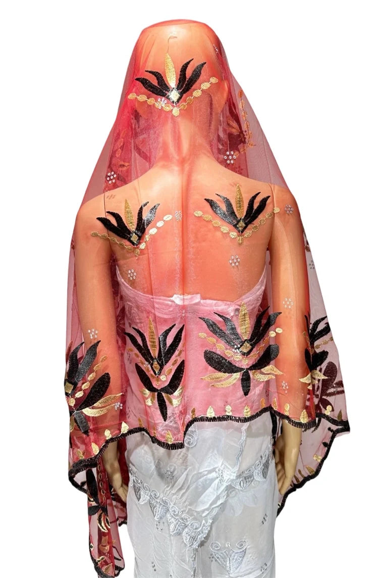 Women's Embroidered Voile Hijab Scarf