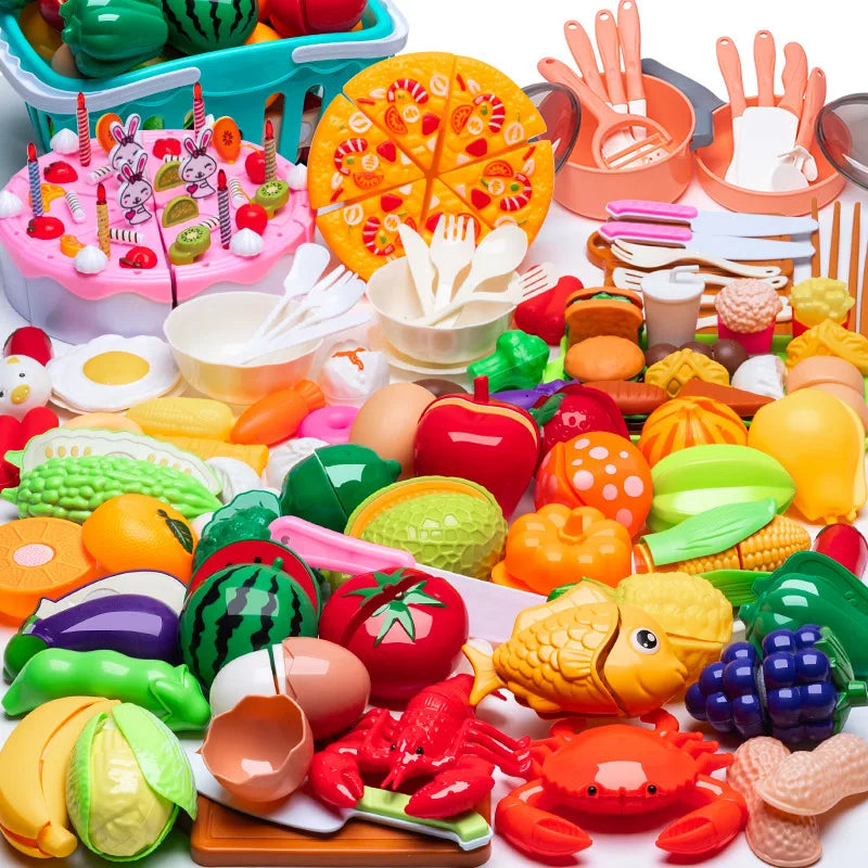 DIY Fruit & Vegetable Cutting Toy Set for Kids – Pretend Play Kitchen Food, Interactive Parent-Child Game, Birthday Gift