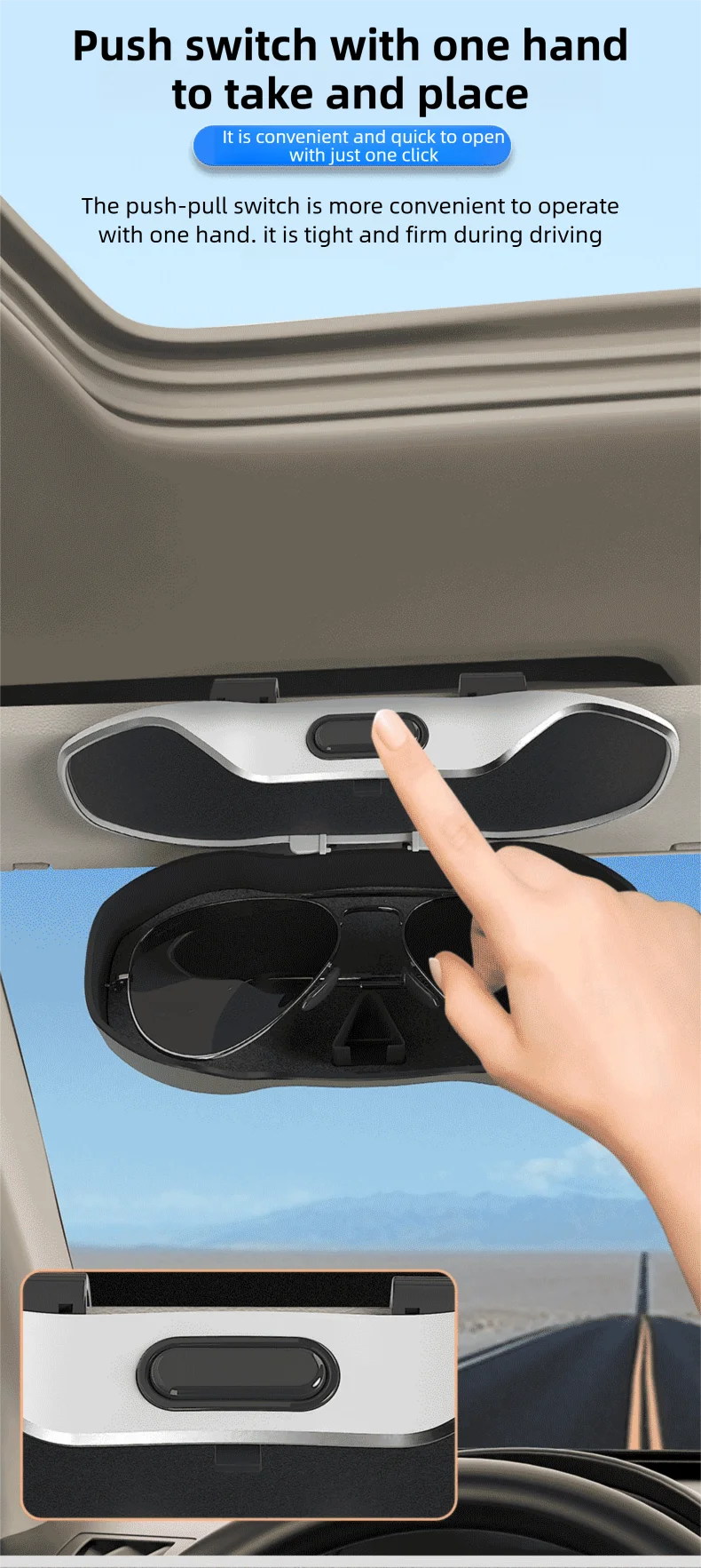Portable Car Sunglasses Holder – Eyeglass Case & Sun Visor Clip for Driving