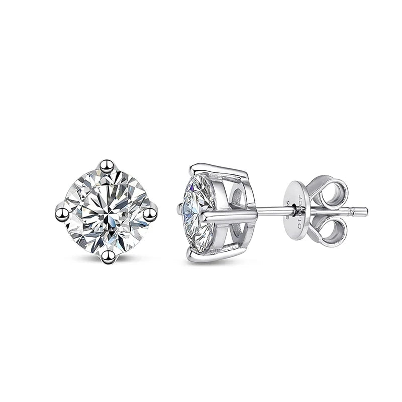 Moissanite Stud Earrings – S925 Sterling Silver Platinum-Plated Unisex Earrings