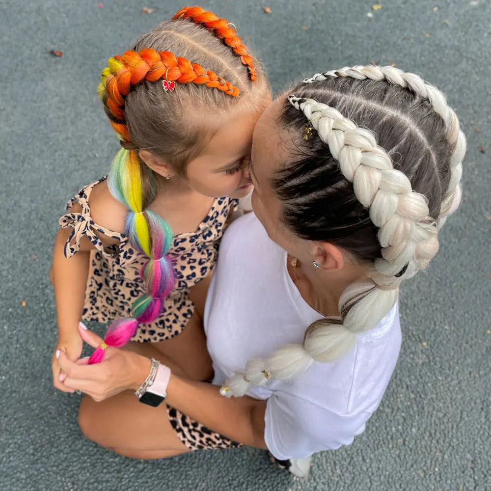 GlowStrands 24” Jumbo Braids for Kids & Adults – Ombre Kanekalon Hair Extensions, Easy Styling & Natural Feel