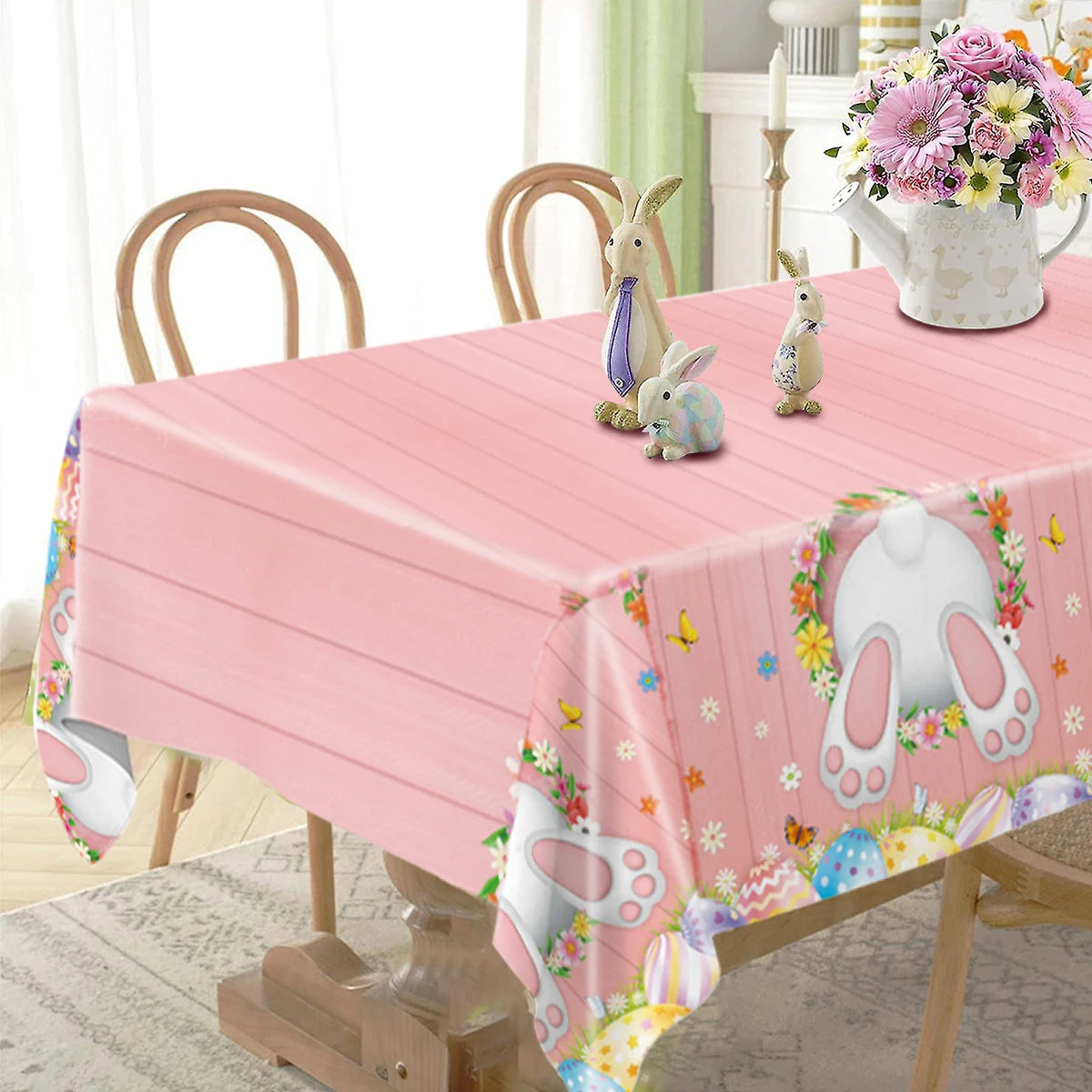 Easter Bunny Tablecloth Happy Easter Decoration For Home 2025 Easter Rabbit Eggs Easter Spring Themed Party Supplies Decoration