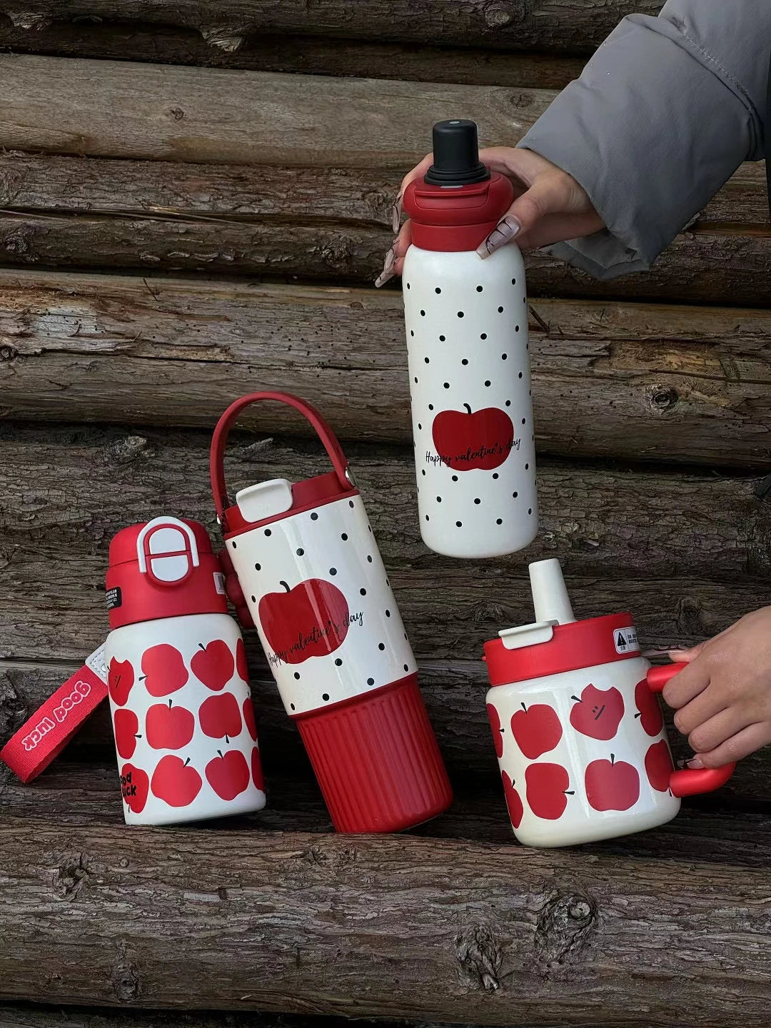 Portable Cherry Series Stainless Steel Insulated Straw Tumbler – Double-Wall Vacuum Travel Water Bottle for Hot & Cold Drinks