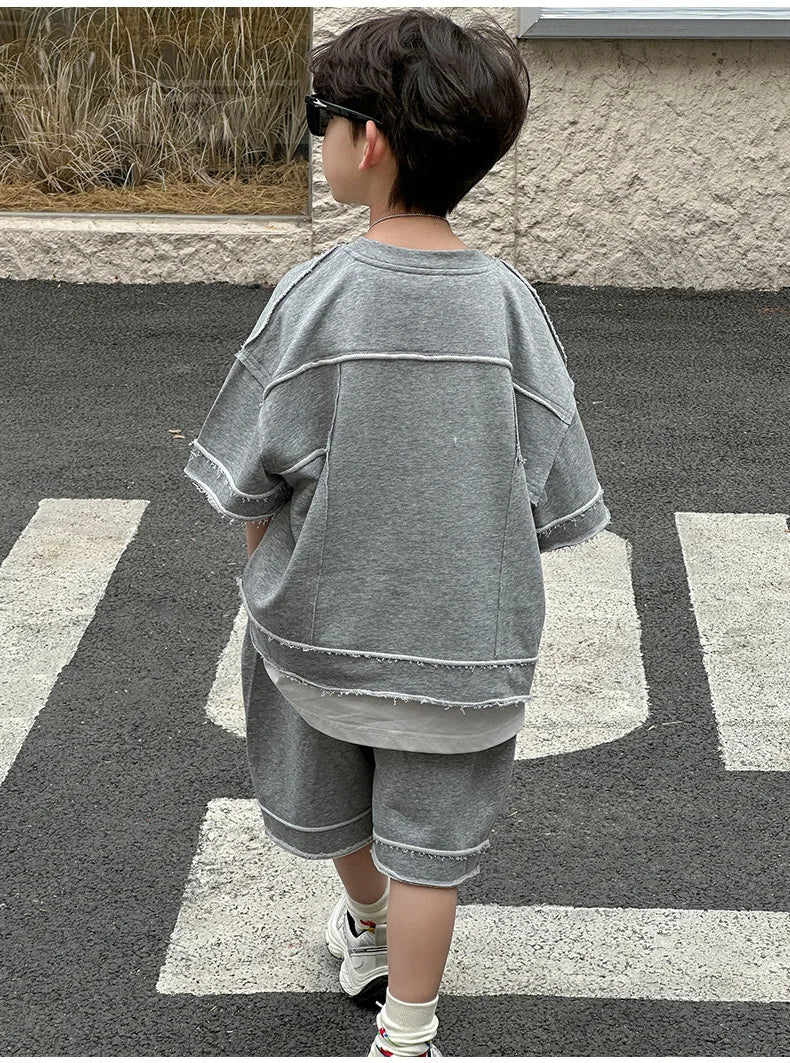 Kids Summer Short-Sleeve Shirt and Shorts Set