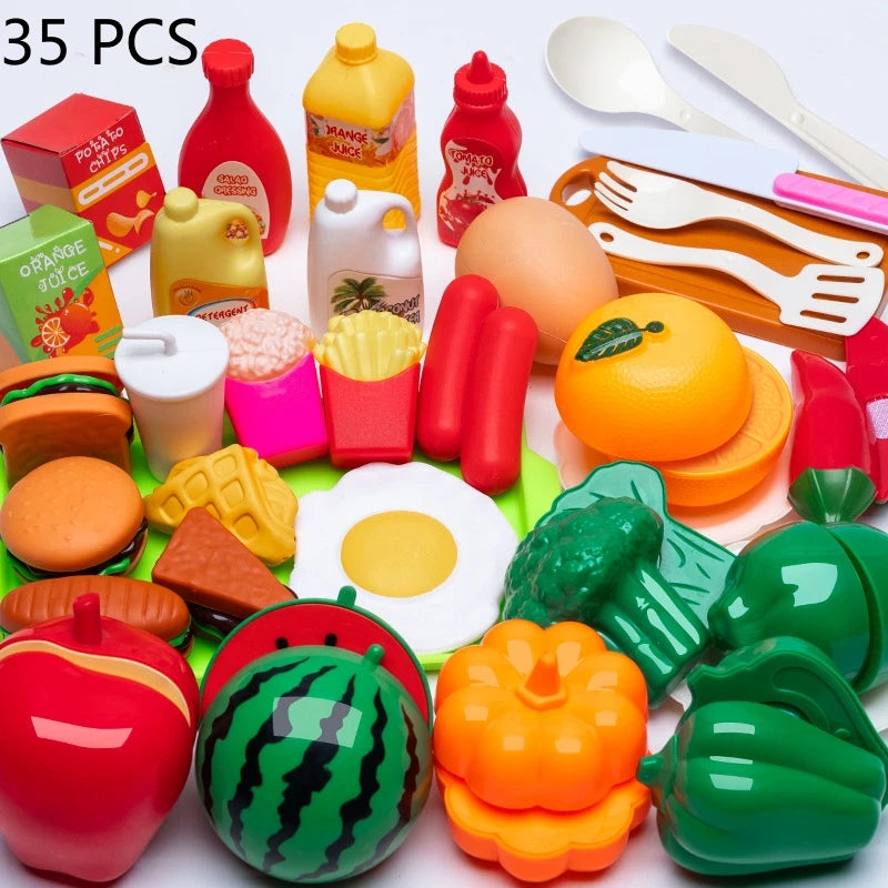 DIY Fruit & Vegetable Cutting Toy Set for Kids – Pretend Play Kitchen Food, Interactive Parent-Child Game, Birthday Gift