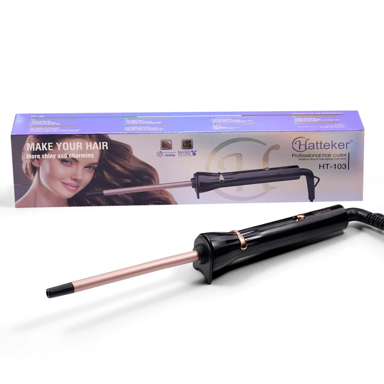9mm Ceramic Curling Wand Hair Curler – Tourmaline Barrel with Constant Temperature for Professional Salon Styling