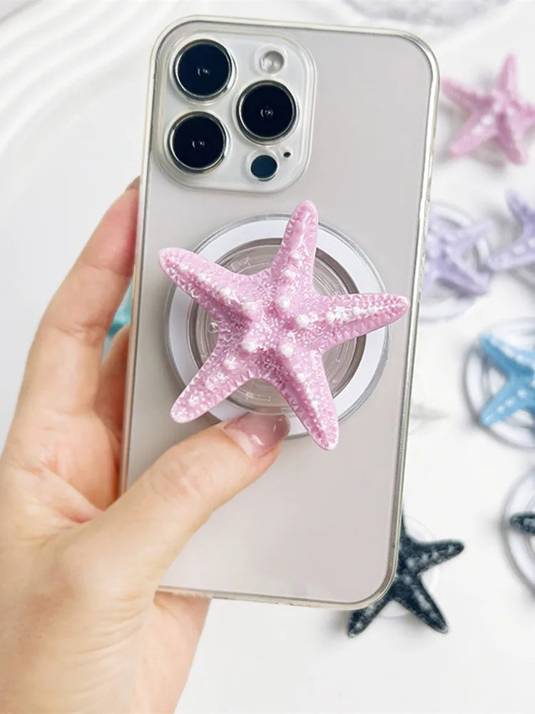 Resin Starfish Phone Grip Stand with MagSafe Magnetic or Adhesive Base
