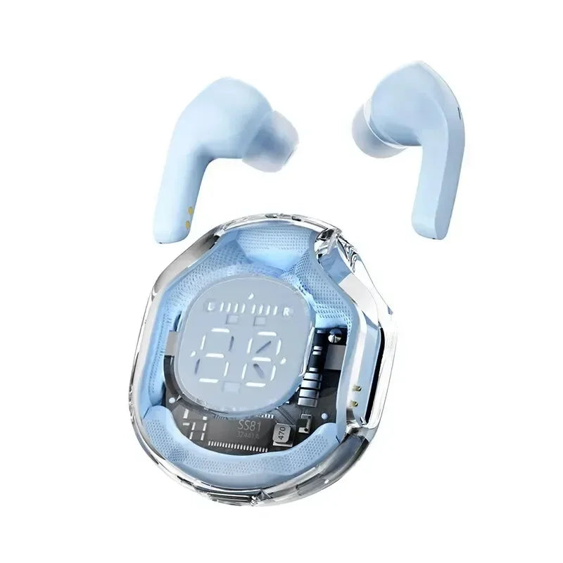 Original T8 TWS Wireless Bluetooth Earbuds with Transparent Case, ENC Noise Reduction, Digital Display & Stereo Sound – Compatible with All Smartphones