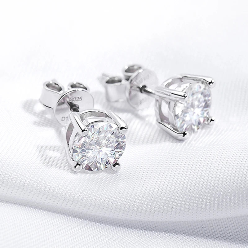 Moissanite Stud Earrings – S925 Sterling Silver Platinum-Plated Unisex Earrings