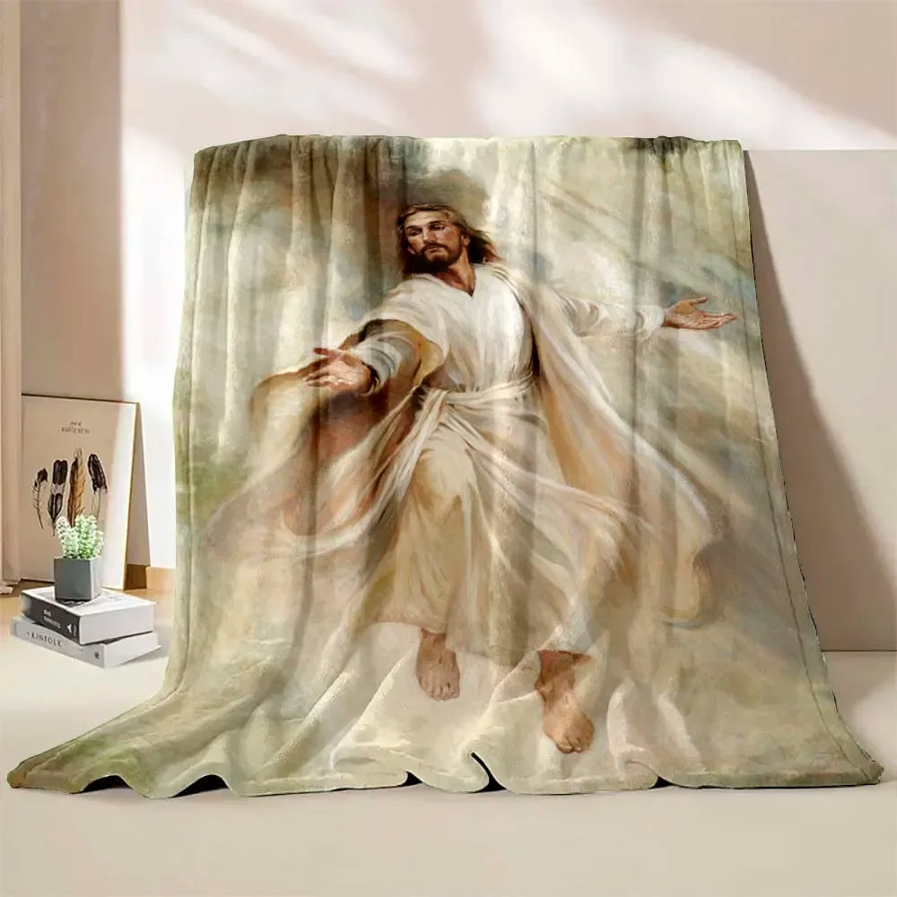 1PC God Jesus Believer Pray Virgin Mary Printed Blanket Soft and Comfortable Home Travel Blanket Adult and Child Warm Blanket Catholic