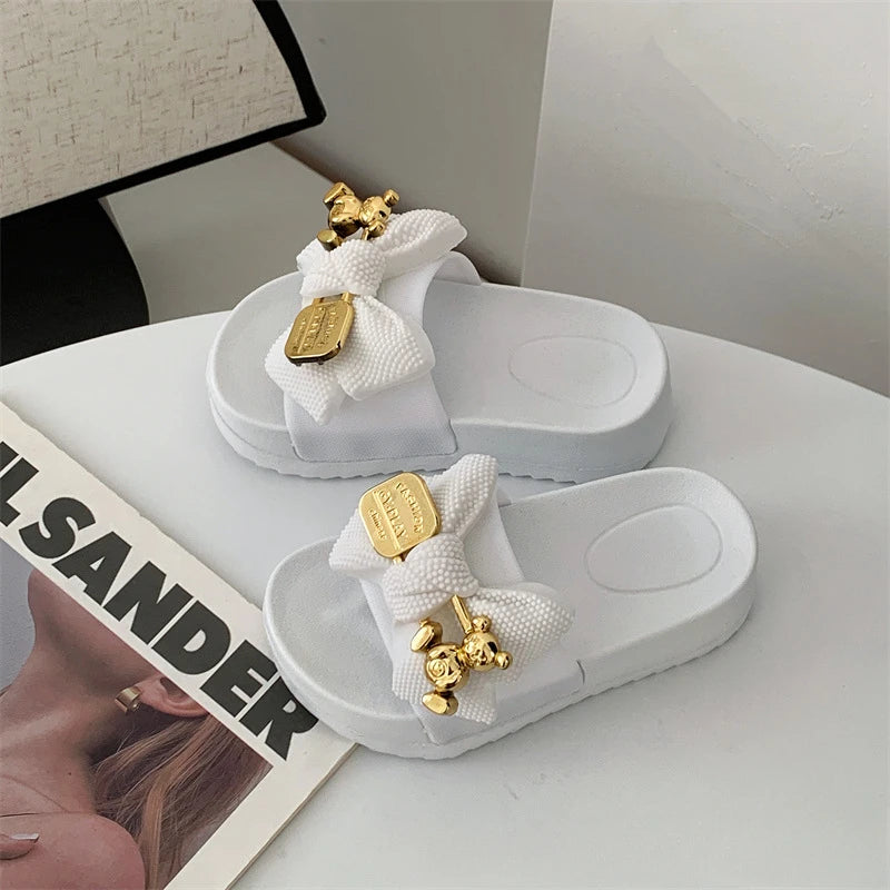 Fashion Girls’ Slippers – Simple Children’s Shoes with Thick Soles, Anti-Slip Design