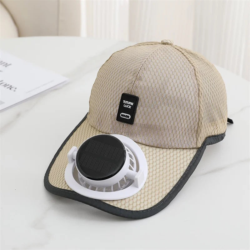 Solar Fan Baseball Cap with USB Charging — Unisex Outdoor Hat