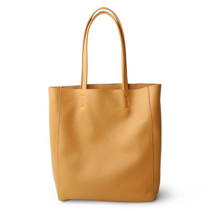 Women’s Casual Leather Tote Bag – Large Soft Cowhide Shoulder Purse for Shopping & Travel