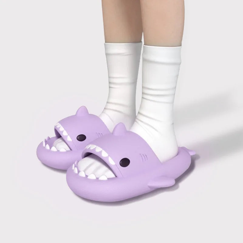 Thick-Sole Shark Slippers — EVA Slide Sandals