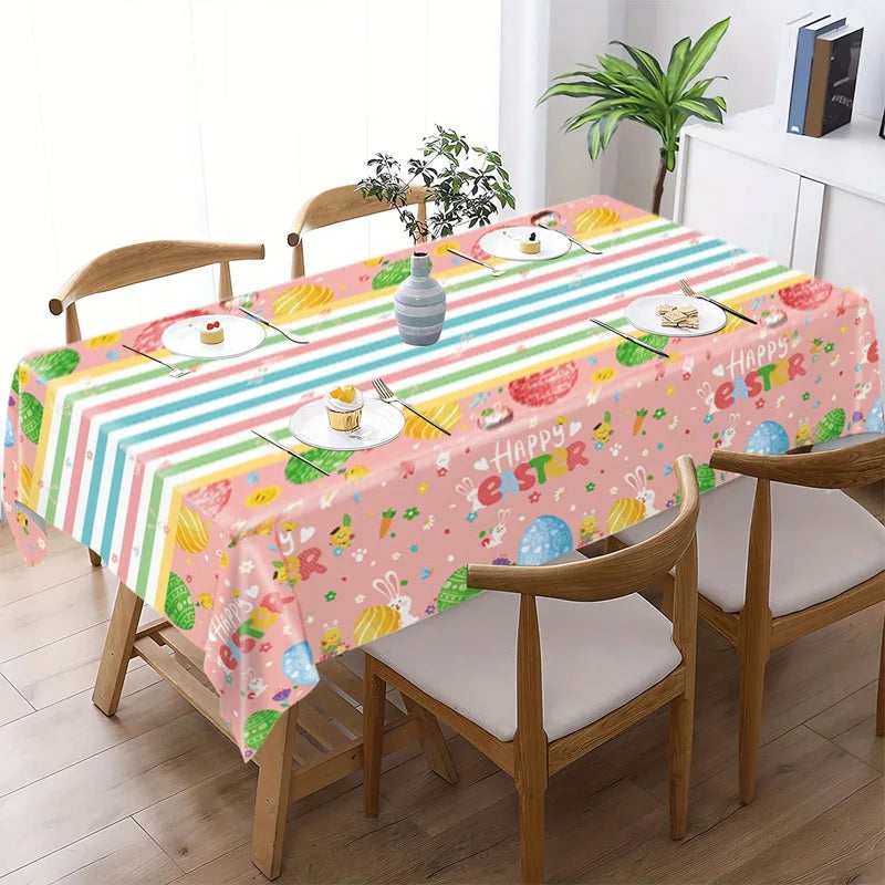 Easter Bunny Tablecloth Happy Easter Decoration For Home 2025 Easter Rabbit Eggs Easter Spring Themed Party Supplies Decoration