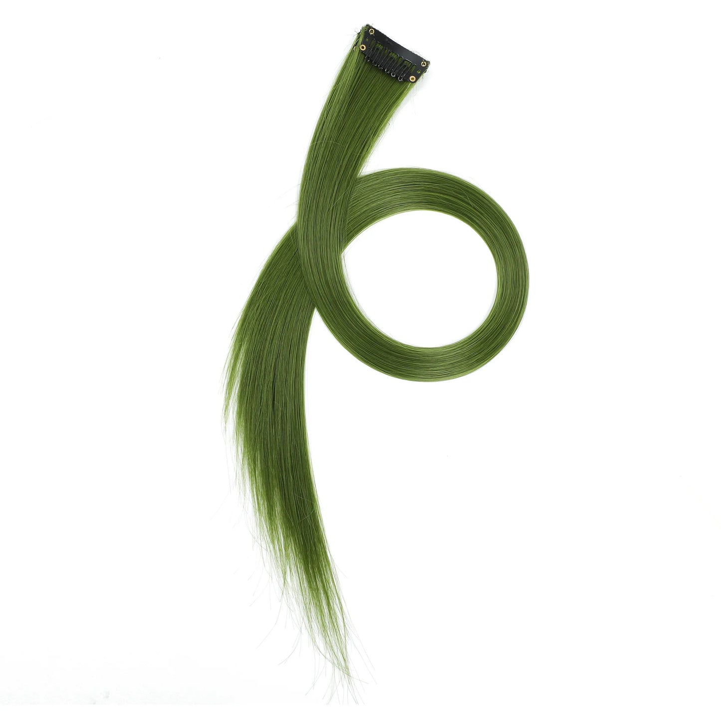 22-Inch Straight Clip-In Synthetic Hair Extensions – Colorful Highlight Hairpiece