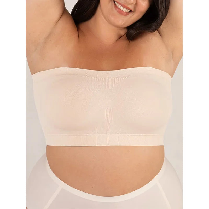 Women's Strapless Wireless Shaping Bra with Fixed Cups, Adjustable & Removable Straps, Stay-Put Silicone Grip, Seamless Everyday Support