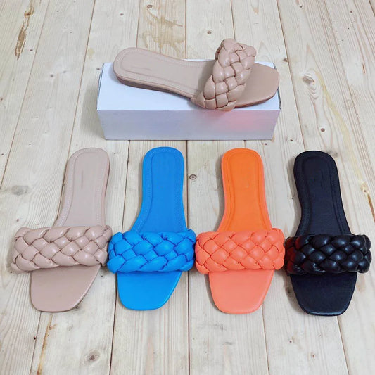 36-43 women Flip Flop Summer hot new sponge woven slippers flat non-slip beach sandals outdoor leisure all-match shoes