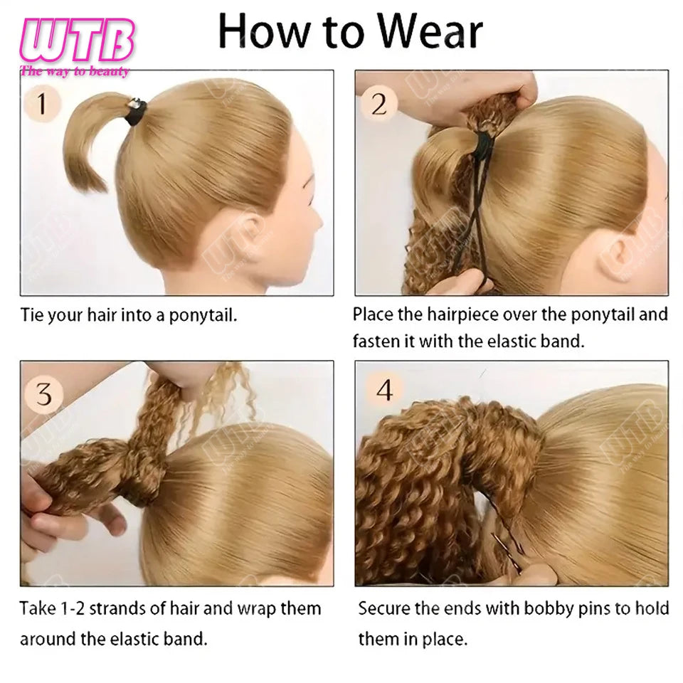 24-Inch Synthetic Braided Wig – Corn Perm Curly Ponytail, Lightweight & Natural Look for Daily Wear
