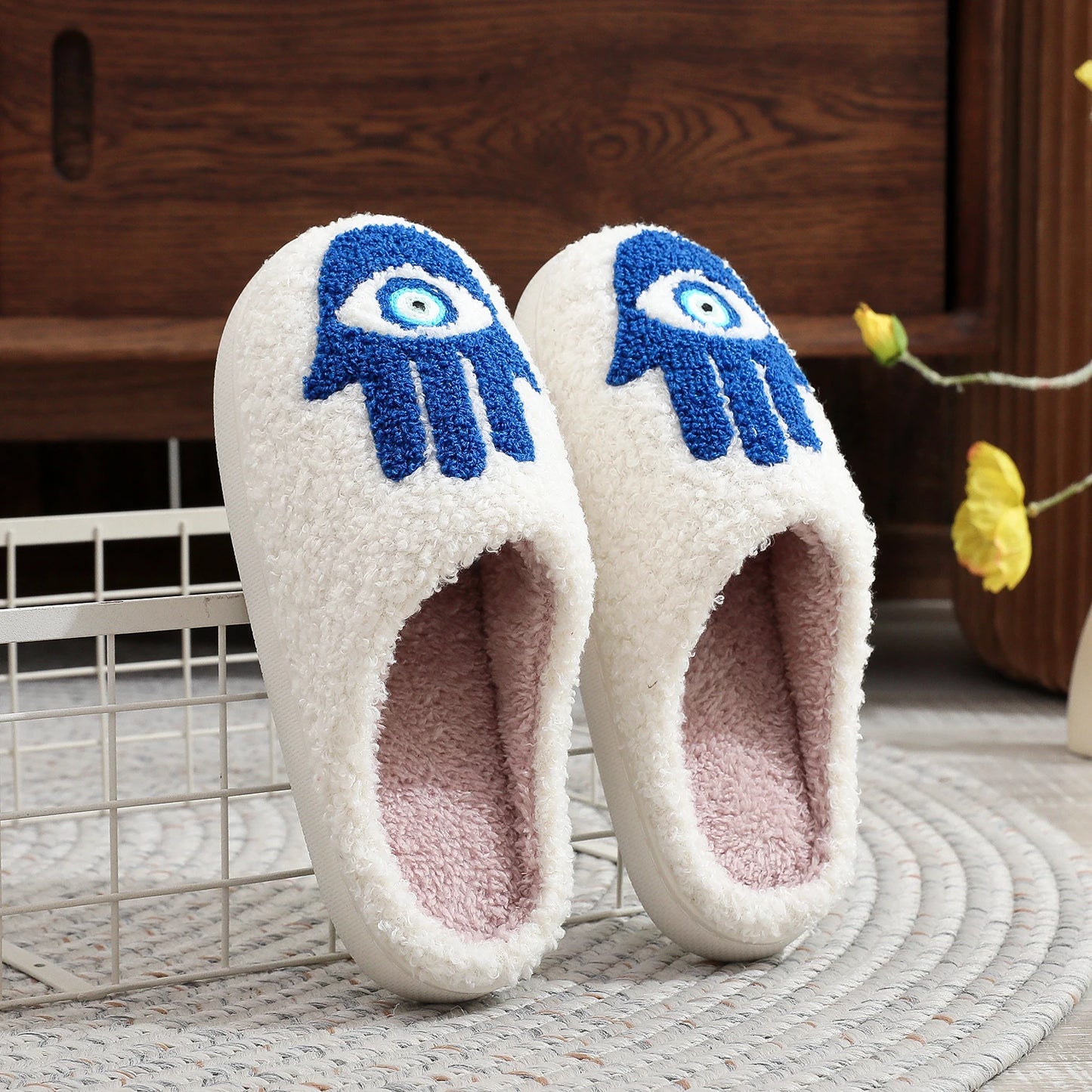 Winter Fur Slippers – Cozy Non-Slip Indoor Home Shoes with Thick Velvet Sole