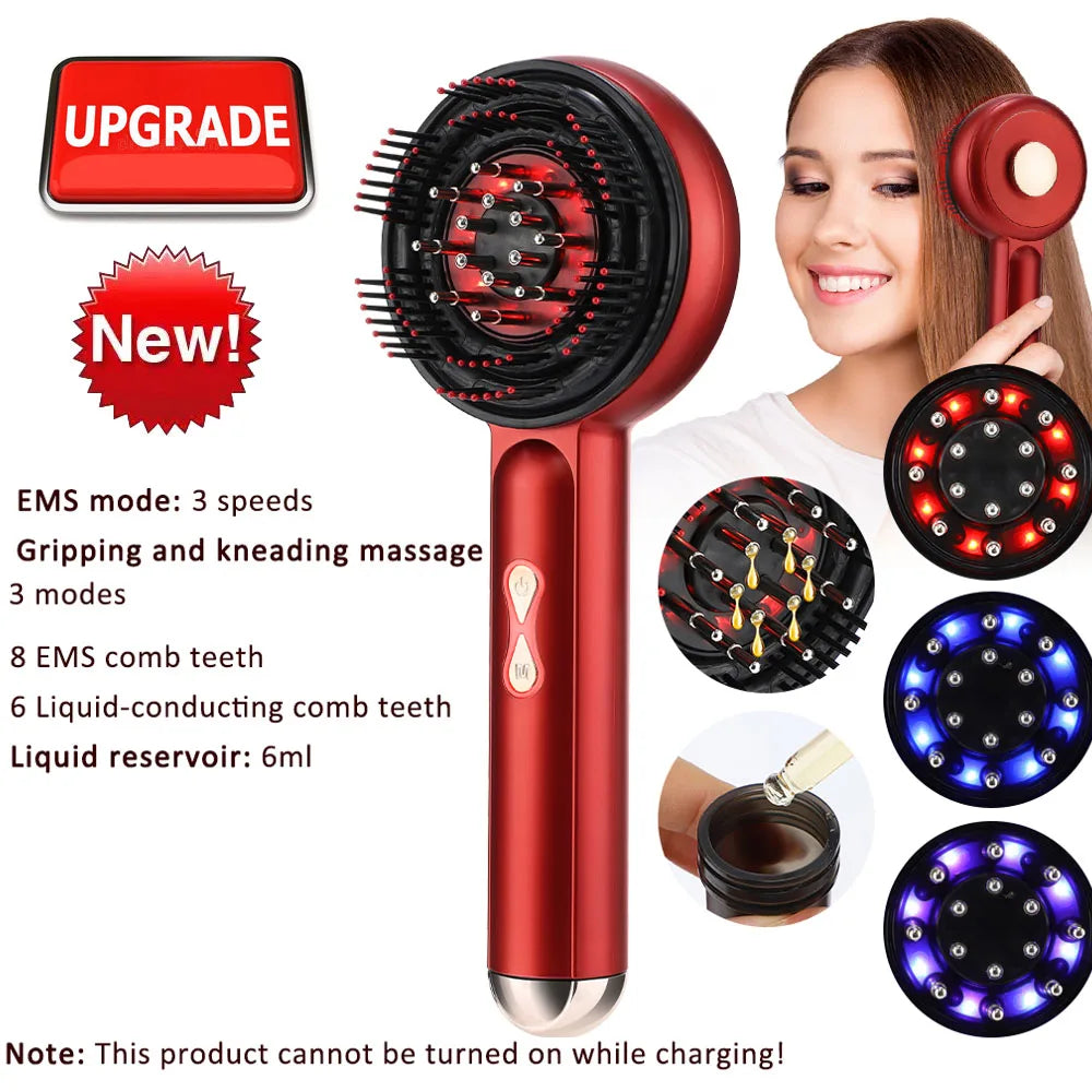 Electric Vibration Massage Comb Portable Scalp Massager with Oil Applicator, Hair Follicle Care Comb for Scalp Relaxation and Hair Care