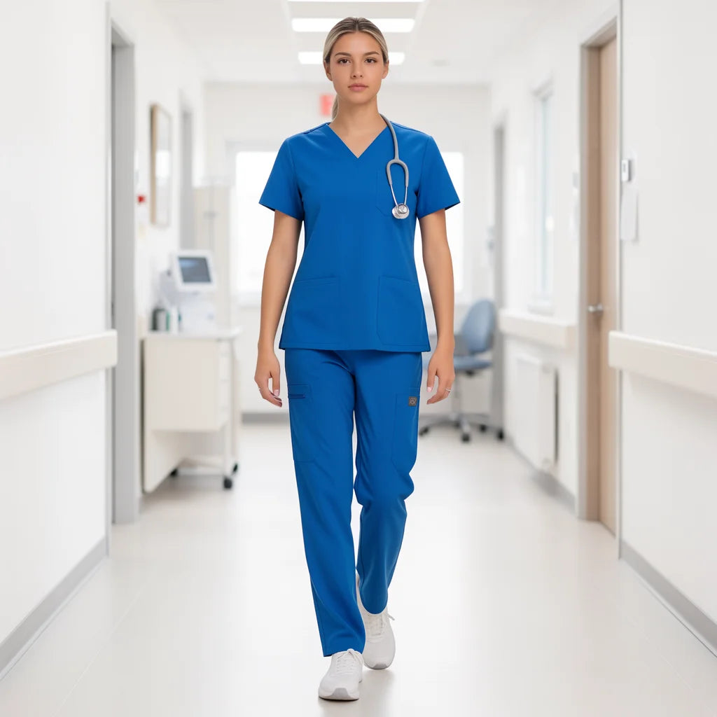 Medical Scrubs Set – V-Neck Top & Pants for Men and Women