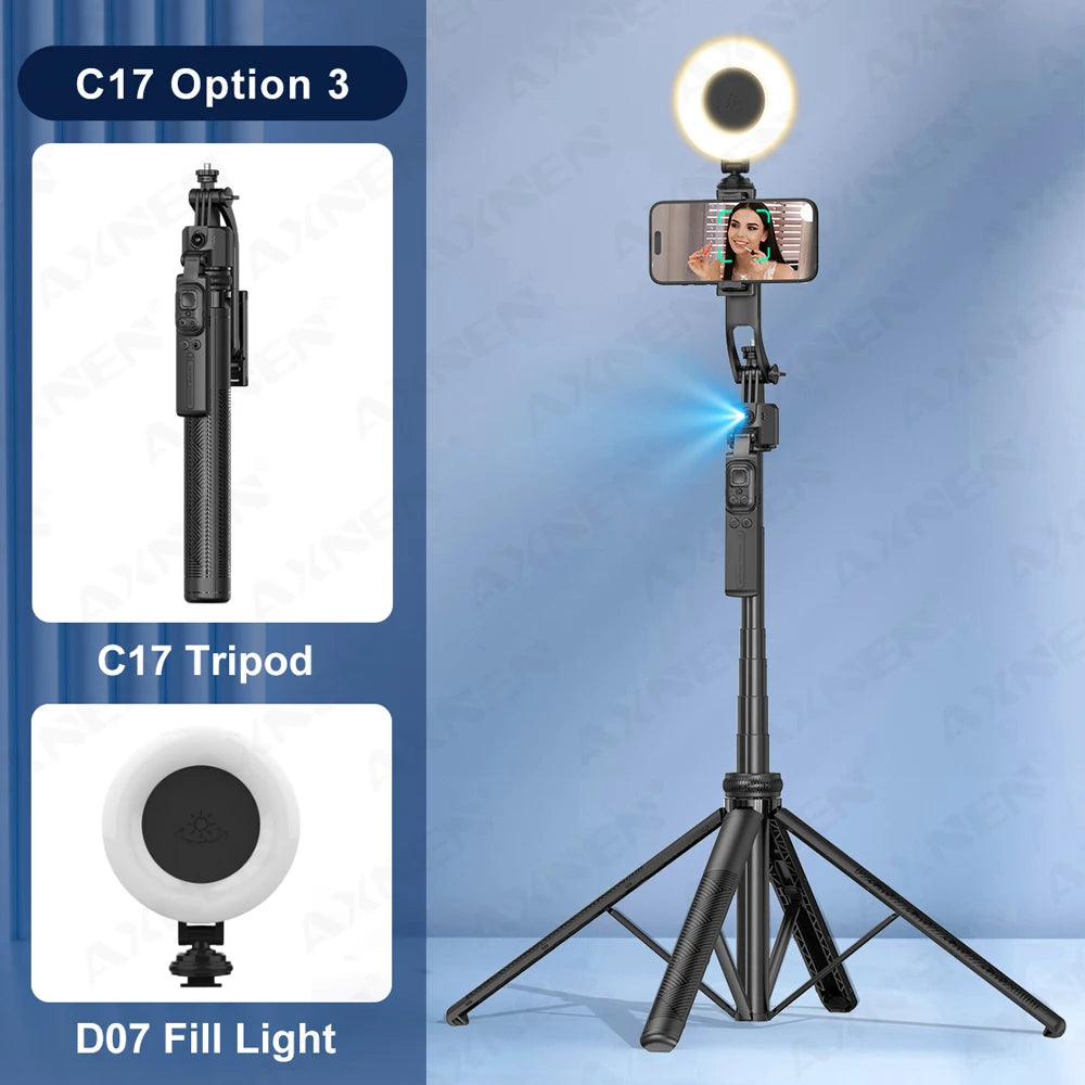 AI Face-Tracking Selfie Stick Tripod with Bluetooth Remote
