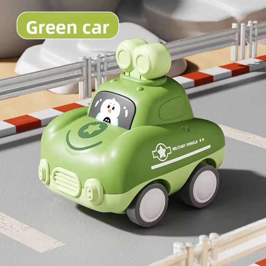 Inertia Pull-Back Cartoon Toy Car for Toddlers – Push and Go Car for Kids 1–3 Years