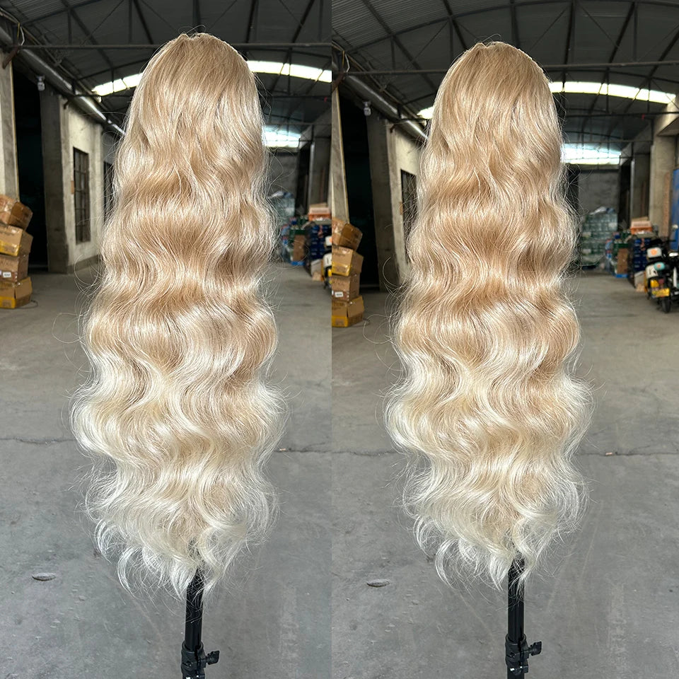 28-Inch Synthetic Drawstring Ponytail – Ombre Brown & Piano Blonde Body Wave, 180g Heat-Resistant Hair Extension