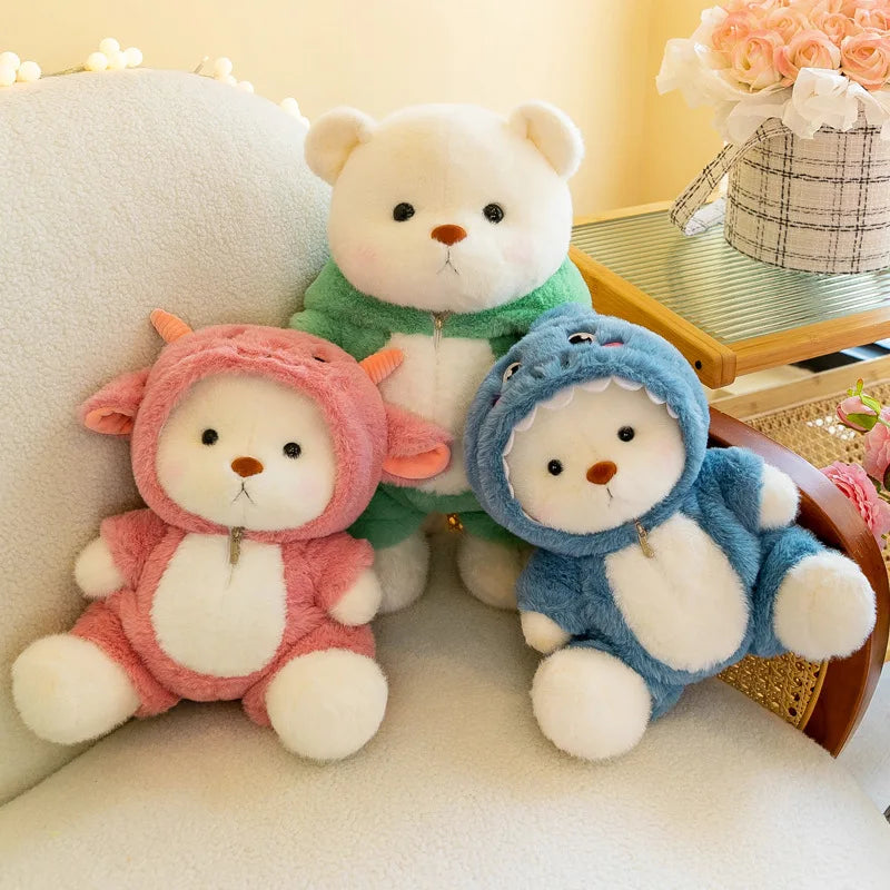 Anime Plush Toy 25/35cm – Jointed Bear, Bunny, Duck, Shark, and Pig Stuffed Animal